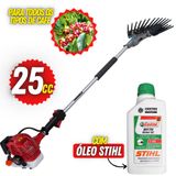 Derriçadeira Para Lavouras De Café Kawashima 2t Com Haste 1100mm E Motor Kawashima 25,4cc E Kit Garra Dupla +  Óleo Castrol Stihl 500ml Lubrificante