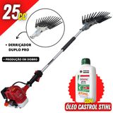 Derriçadeira Kawashima Kwd2600-d Motor M2600 Com Haste 1100mm E Mãozinha De Garra Dupla Para Lavouras De Café + Óleo Castrol Stihl Lubrificante 2t