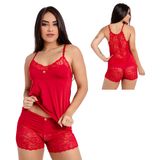 Pijama Imi Lingerie Baby Doll Short Doll Renda Microfibra Danusa