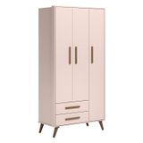 Guarda Roupa Infantil Q Encanto Retrô 3 Portas E 2 Gavetas Rosa - Qmovi