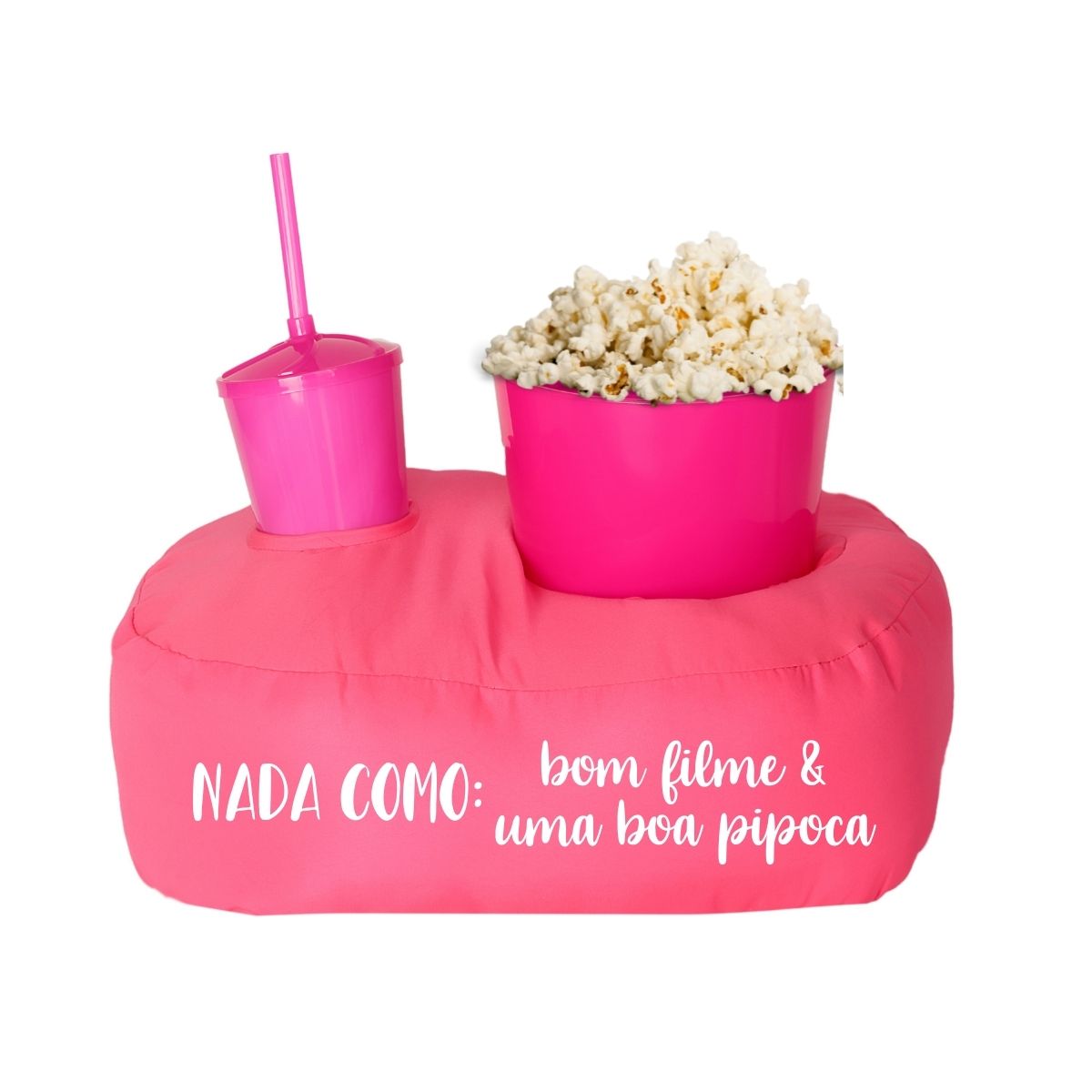 Almofada Porta Pipoca Rosa Solteiro Nada Como Um Bom Filme