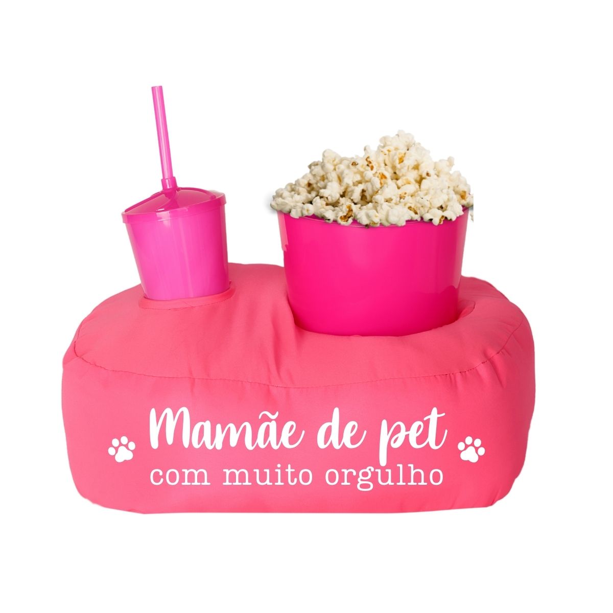 Almofada Porta Pipoca Rosa Solteiro Mamãe De Pet