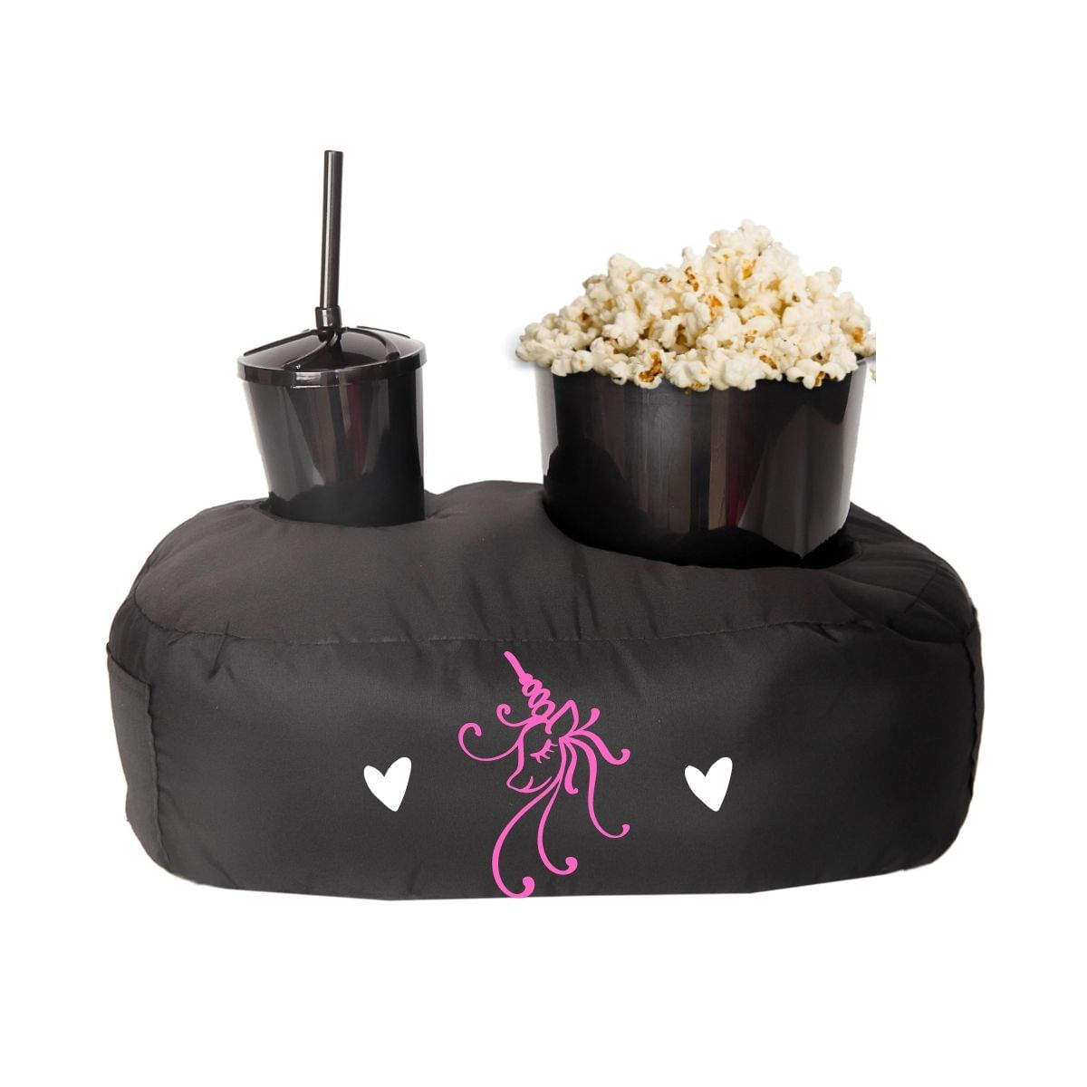 Almofada Porta Pipoca Preta Infantil Unicórnio
