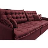 Sofá Sem Caixa Retrátil Reclinável 2,15m Cama Inbox Versátil Com Pillow Top E Molas Velusoft Vinho