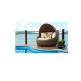 Chaise Sofa Redondo Fibra Para Piscina Jardim Com Toldo