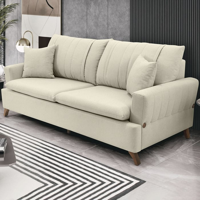 Sofa 3 Lugares 200 Cm Eron Linho Cru Vazzano