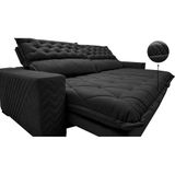 Sofá Retrátil E Reclinável 2,15m Molas Ensacadas Cama Inbox Spazus Com Bordado 3d Velusoft Preto