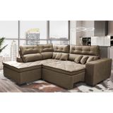 Sofá De Canto 2,60x2,36m Retrátil E Reclinável Com Molas Cama Inbox Platinum Esquerdo Suede Castor