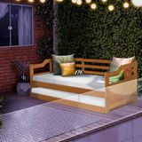 Sofá Cama De Madeira Maciça Solteiro Imbuia Juno Shop Jm