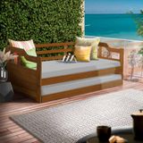 Sofá Cama Para Varanda Gourmet Solteiro Madeira Maciça Castanho Tupi Shop Jm