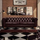 Sofá Para Barbearia 2,60m Chesterfield Living Corino Marrom Shop Jm