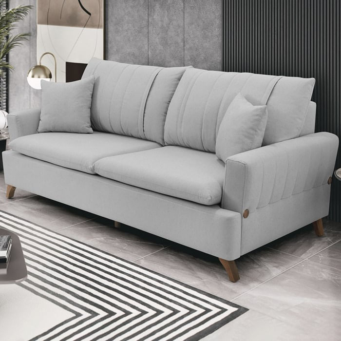 Sofa 2 Lugares 160 Cm Eron Linho Cinza Vazzano