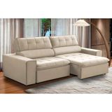 Sofa 2 Lugares Retratil Reclinavel Atenas 2,30 M Suede Bege