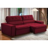 Sofa 2 Lugares Retratil Reclinavel Atenas 2,30 M Suede Vermelho