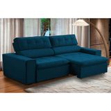 Sofa 2 Lugares Retratil Reclinavel Libano 2,30 M Veludo Azul Marinho