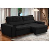 Sofa 2 Lugares Retratil Reclinavel Atenas 2,30 M Suede Preto