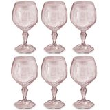 Conjunto 6 Taça Para Água Suco 350ml Plástico UZ Tango Transparente Rosa