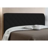 Cabeceira Paris para Cama Box Solteiro 90 cm Preto Suede Amassado - JS Móveis