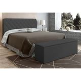 Cabeceira com Calçadeira Baú Paris para Colchão Box de 160 cm Cinza Suede Amassado - JS Móveis