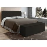 Cabeceira com Calçadeira Baú Paris para Colchão Box de 160 cm Chocolate Suede Amassado - JS Móveis