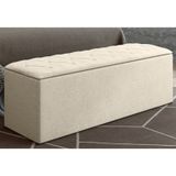 Calçadeira Baú Paris com 160 cm Bege Suede Amassado - JS Móveis
