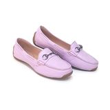 Mocassim Feminino Couro Detalhe Aplique Casual Moda Conforto Lilás 37
