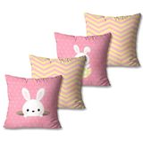 Kit Com 4 Capas De Almofadas Decorativas Páscoa Coelho Rosa