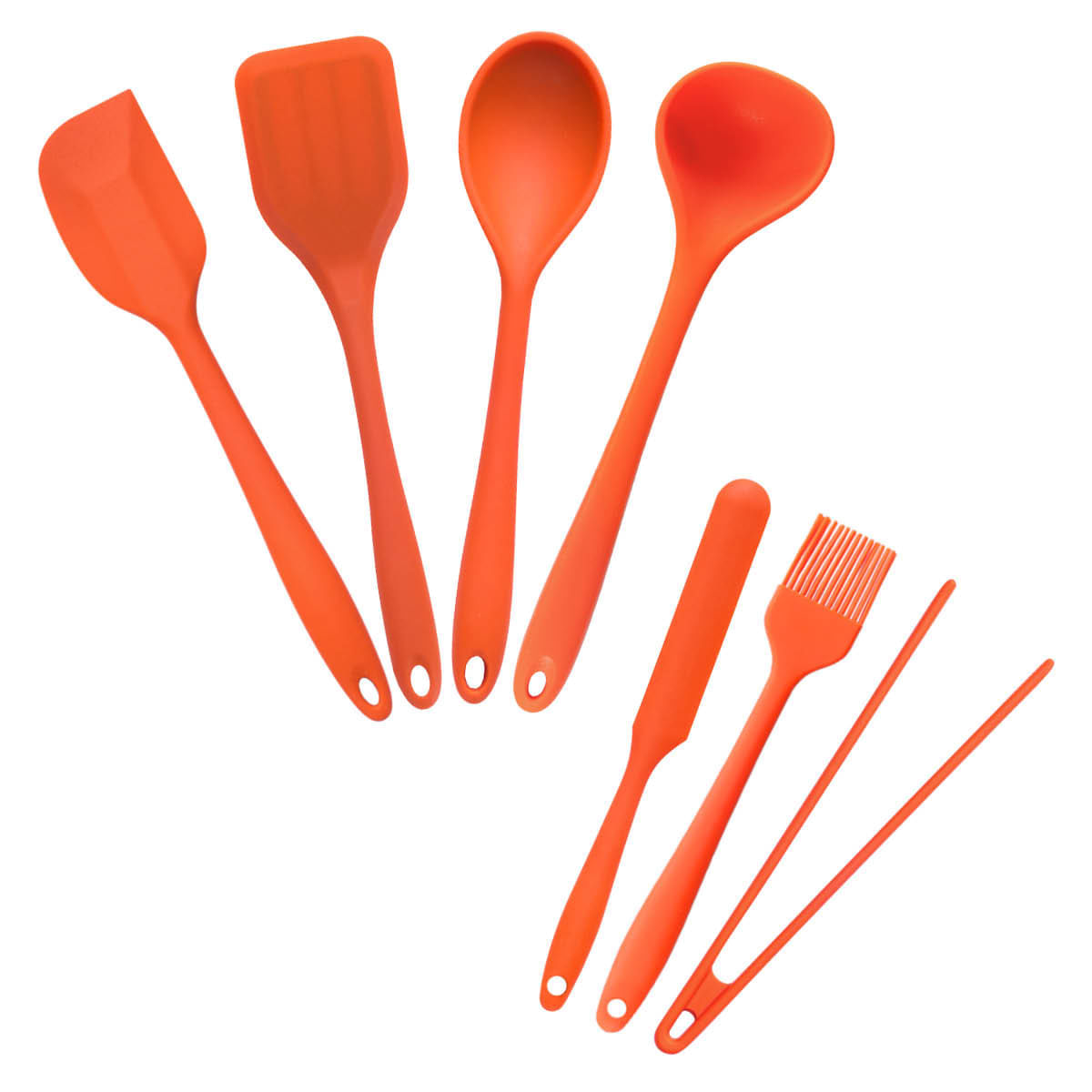 KIT DE UTENSÍLIOS DE SILICONE LARANJA OIKOS – 7 PEÇAS