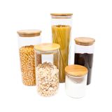 Potes de Vidro para Mantimentos com Tampa de Bambu OIKOS - 5 peças