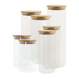 Potes de Vidro para Mantimentos com Tampa de Bambu Oikos - 7 Peças