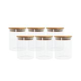 Conjunto de 6 Potes Herméticos de 400 ml com Tampa de Bambu