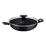 Panela Wok Antiaderente 3,3l Com Tampa Loreto Tramontina Cor:preto