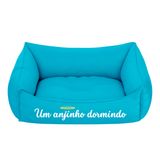 Cama Pet Para Cachorro E Gato Filhote Azul Anjinho Dormindo