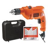 Furadeira De Impacto Com Kit 9 Brocas Laranja