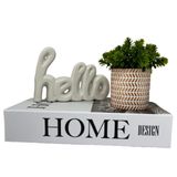 Kit Decoração Livro Home + Vaso Artesanal + Palavra Hello