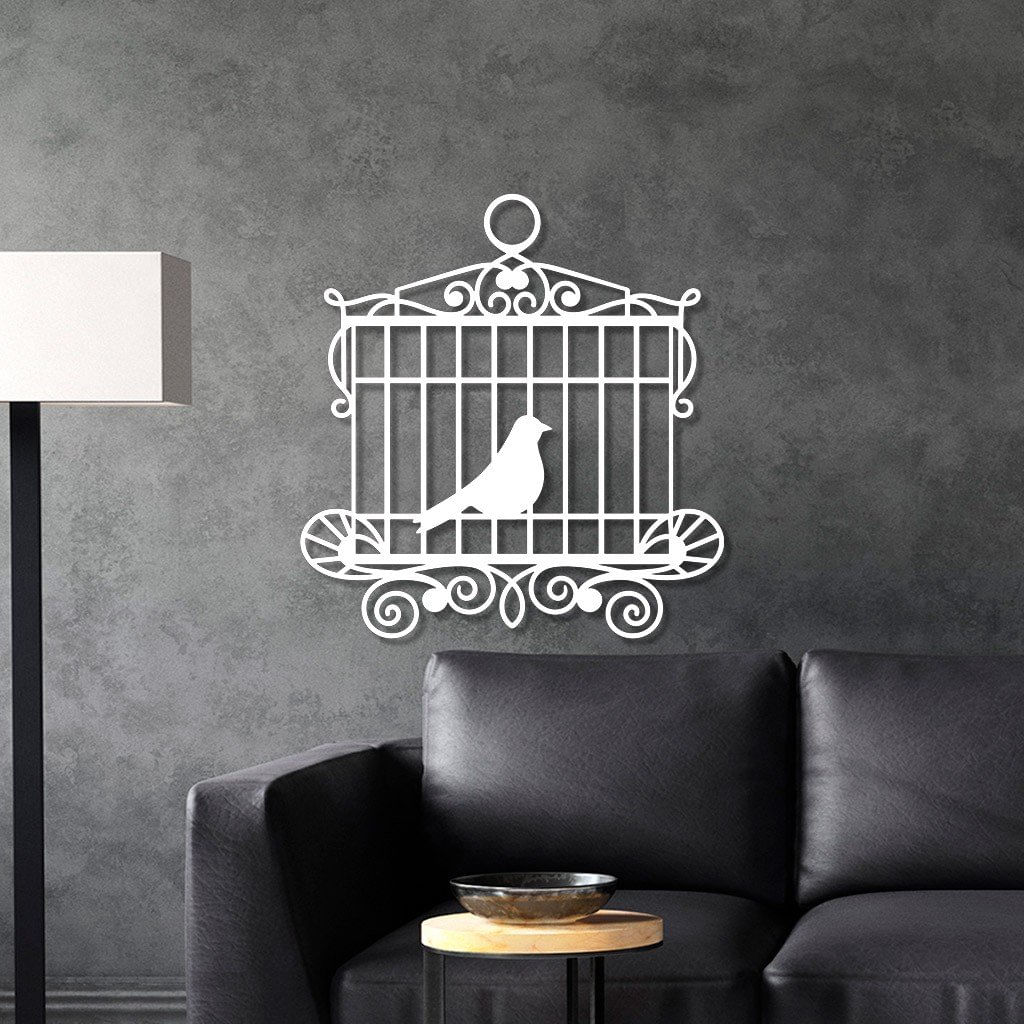 Escultura De Parede Em Mdf Gaiola Passaro