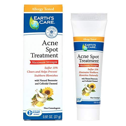 Tratamento De Acne Spot De Cuidados Da Terra - 10% Medicação De Creme De Enxofre Para Limpar Acne Cística, Espinhas E Cravos No Rosto E N