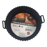 Forma De Silicone Air Fryer Reutilizável Antiaderente Preta