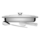 Kit P/ Assar E Servir Tramontina Cosmos Em Inox Tampa De Vid